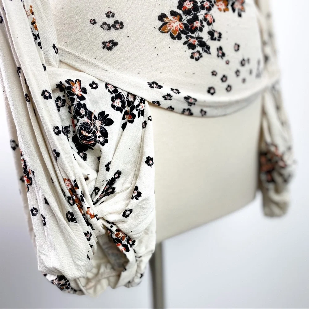 NEW Free People To The Tropics Bodycon Top Cream Tea Floral Print Size XS - Picture 7 of 13
